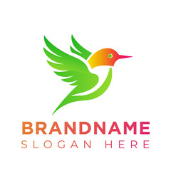 Vector Flying Bird logo Illustration with gradient colorful  Style