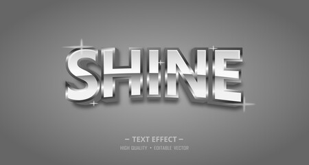 Shine text, shiny silver textured style editable vector. shine text effect.