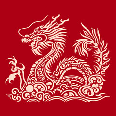chinese dragon with red background