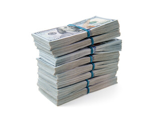 New design dollar bundles isolated on white background.