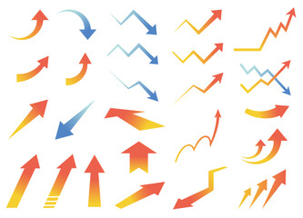 下降・上昇する矢印のベクターイラストセット