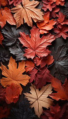 Vertical autumn leaves background. Generative ai