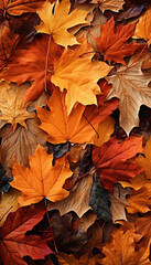 Vibrant autumn leaves background, vertical composition. Generative ai