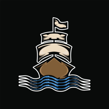 illustration vector graphic sailing boat logo design in the front view