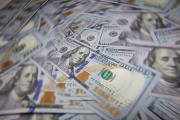 US 100 dollar banknotes background