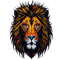 A Lion t-shirt design capturing a moment of hunting prowess, graffiti, vector sticker art, t-shirt design, Generative Ai