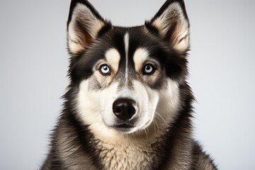 Fototapeta premium Majestic Siberian Husky sitting in a dignified pose, Generative AI