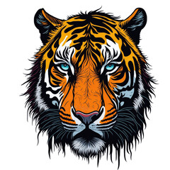 A Tiger t-shirt design capturing a moment of hunting prowess, graffiti, vector sticker art, t-shirt design, Generative Ai