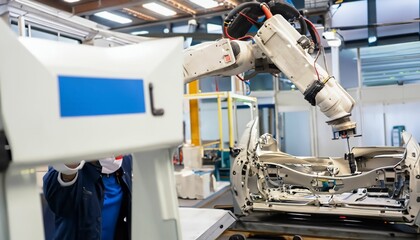 Robotic arms in factories that manufacture and assemble automobiles