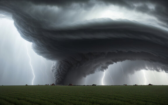 tornado destroys the farm field. generative ai