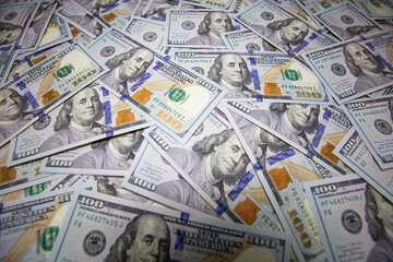 US 100 dollar banknotes background