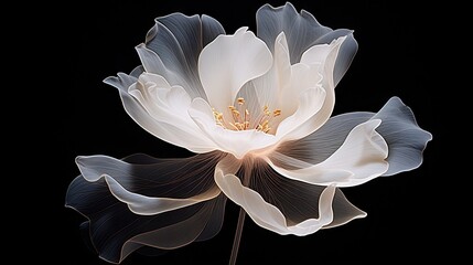  a white flower with a black background is shown in this image.  generative ai