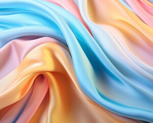 Obraz premium Closeup of rippled multicolored silk fabric as background