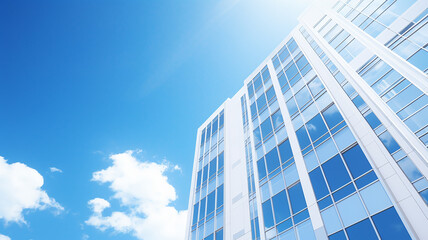 Office building on a background of the blue sky.