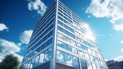 Fototapeta na wymiar Office building on a background of the blue sky.