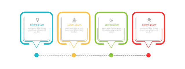 Design template infographic vector element with 4 step process or options for web presentation and information graphic 