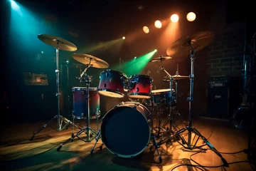 Fotobehang AI generative image of drum set at concert stage © skumer