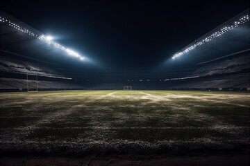 Vast empty sports stadium or arena lit with spots - obrazy, fototapety, plakaty