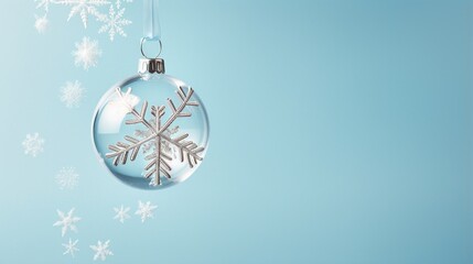  a glass ornament with a snowflake design.  generative ai