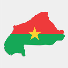 burkina faso map with flag on gray background