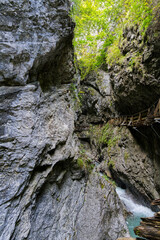 Wolfsklamm gorge in Austria a rock in autumn waterfall
