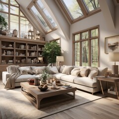 beautiful house interior design farmhouse country side living room with natural material and color schematic bright and comfort contemporary mood an tone interior house design showcase background