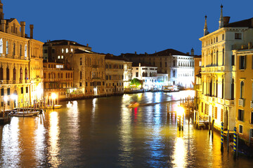 Venice evening artistic long exposure in Italy the Grand canal street and water in evening night - 659408164