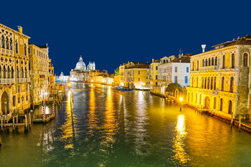 Fototapeta na wymiar Venice evening artistic long exposure in Italy the Grand canal street and water in evening night