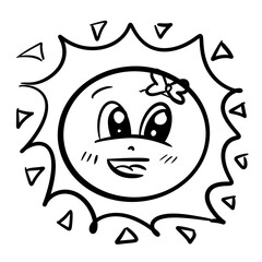 happy sun with bow kleurplaat