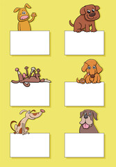 Fototapeta premium cartoon dogs and puppies with cards design set