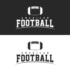 Obraz premium American Football sport logo. Vintage football logo with ball. American Football retro logo. Vintage badge with text and ball silhouette. Vector illustration