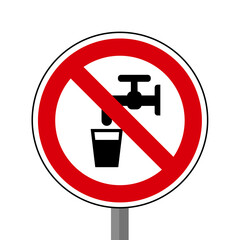 eau non potable Interdit Panneau signalisation rond rouge metal