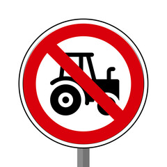 tracteur Interdit Panneau signalisation rond rouge metal