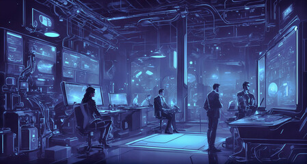 Obraz premium Cyberpunk style technology background