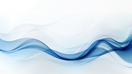 Watercolor blue wave on white background