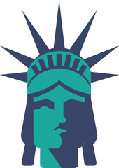 Simple colorful flat drawing of the American historical landmark monument of the head of the  STATUE OF LIBERTY, NEW YORK CITY