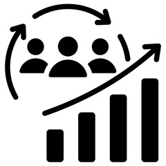 Customer Growth Glyph Icon - obrazy, fototapety, plakaty