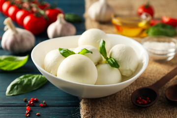 Mozzarella cheese, concept of tasty and delicious dairy products