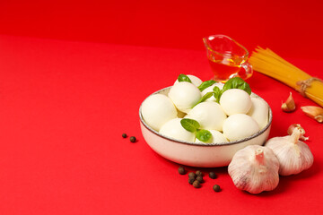 Mozzarella cheese, concept of tasty dairy products