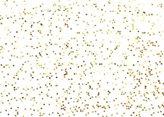 Gold color confetti falling down, PNG. Gold Foil Frame on transparent background. design element for posters, flyer, invitation, Christmas birthday decoration