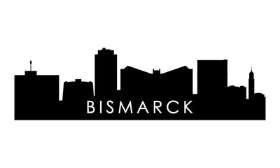 Naklejka premium Bismarck skyline silhouette. Black Bismarck ND city design isolated on white background.
