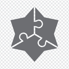 Simple icon puzzle in gray. Simple icon Hexagram puzzle of the three elements  on transparent background for your web site design, app, UI. EPS10.