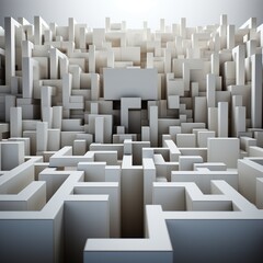 Obraz premium 3D maze, white, minimalist, AI-generative