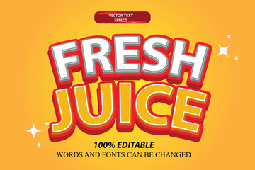 3d editable text effect fresh orange juice logotype and fresh drink headline, orange juice vector template