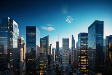 Fototapeta na wymiar Tall buildings, city skyline, Generative AI 