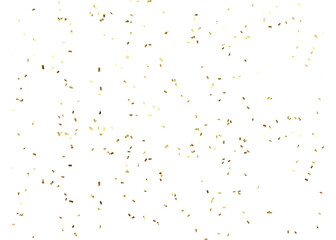Gold color confetti falling down, PNG. Gold  border. Gold Foil Frame on transparent background. design element for posters, flyer, invitation, Christmas birthday decoration
