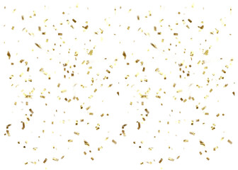 Gold color confetti falling down, PNG. Gold border png. Gold Foil Frame on transparent background. design element for posters, flyer, invitation, Christmas birthday decoration