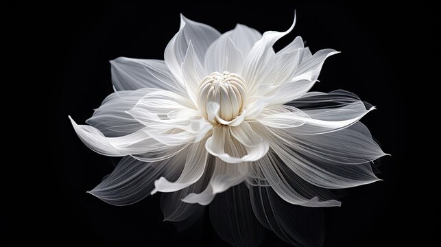 Fototapeta  a white flower with a black background is seen in this image.  generative ai