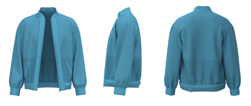 Light Blue Jacket isolated. Sweater jacket with zipper