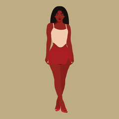 Modern black woman in elegant art style vector